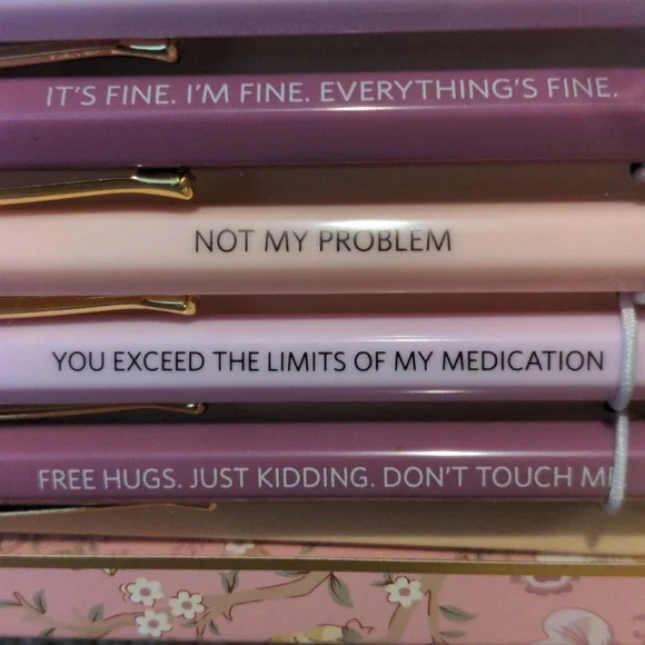 Pen set with funny Emotion sayings, qty 6, James Burke Ready to Wrap And Gift - Picture 5 of 6